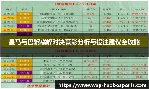 皇马与巴黎巅峰对决竞彩分析与投注建议全攻略